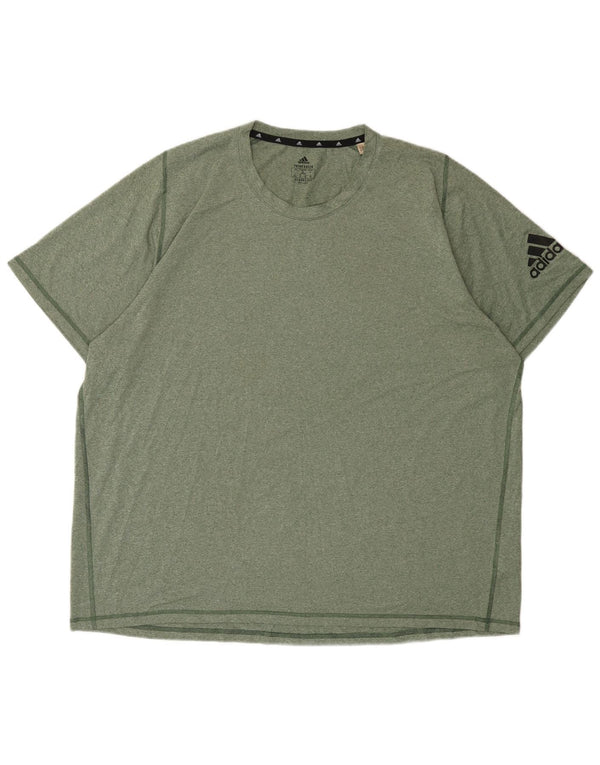 ADIDAS Mens Aeroready T-Shirt Top 2XL Khaki Flecked Polyester