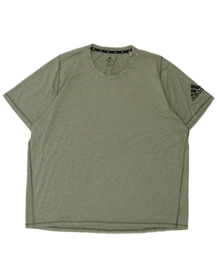 ADIDAS Mens Aeroready T-Shirt Top 2XL Khaki Flecked Polyester