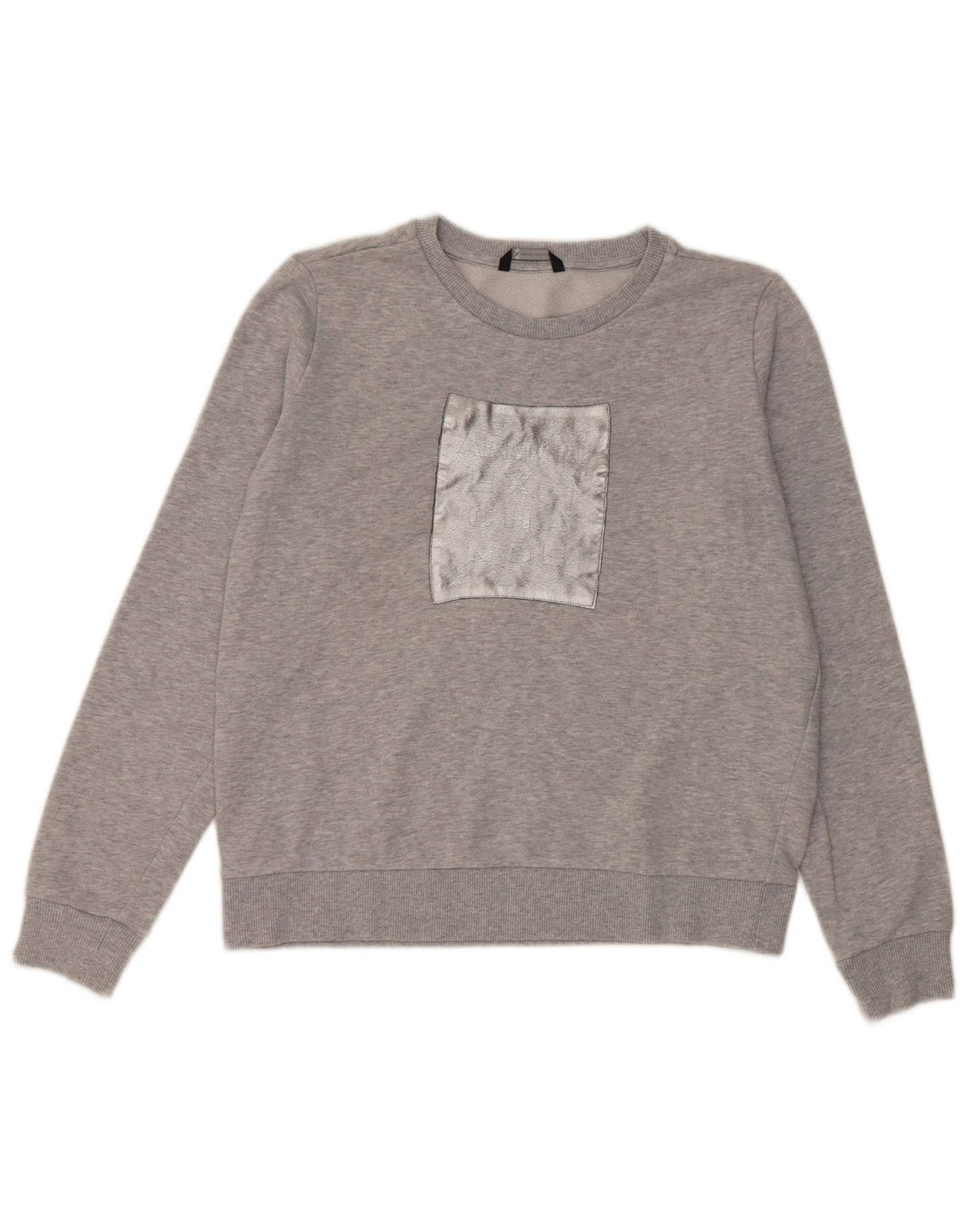 Armani Exchange Womens Graphic Sweatshirt Jumper UK 16 Large Grey Cotton