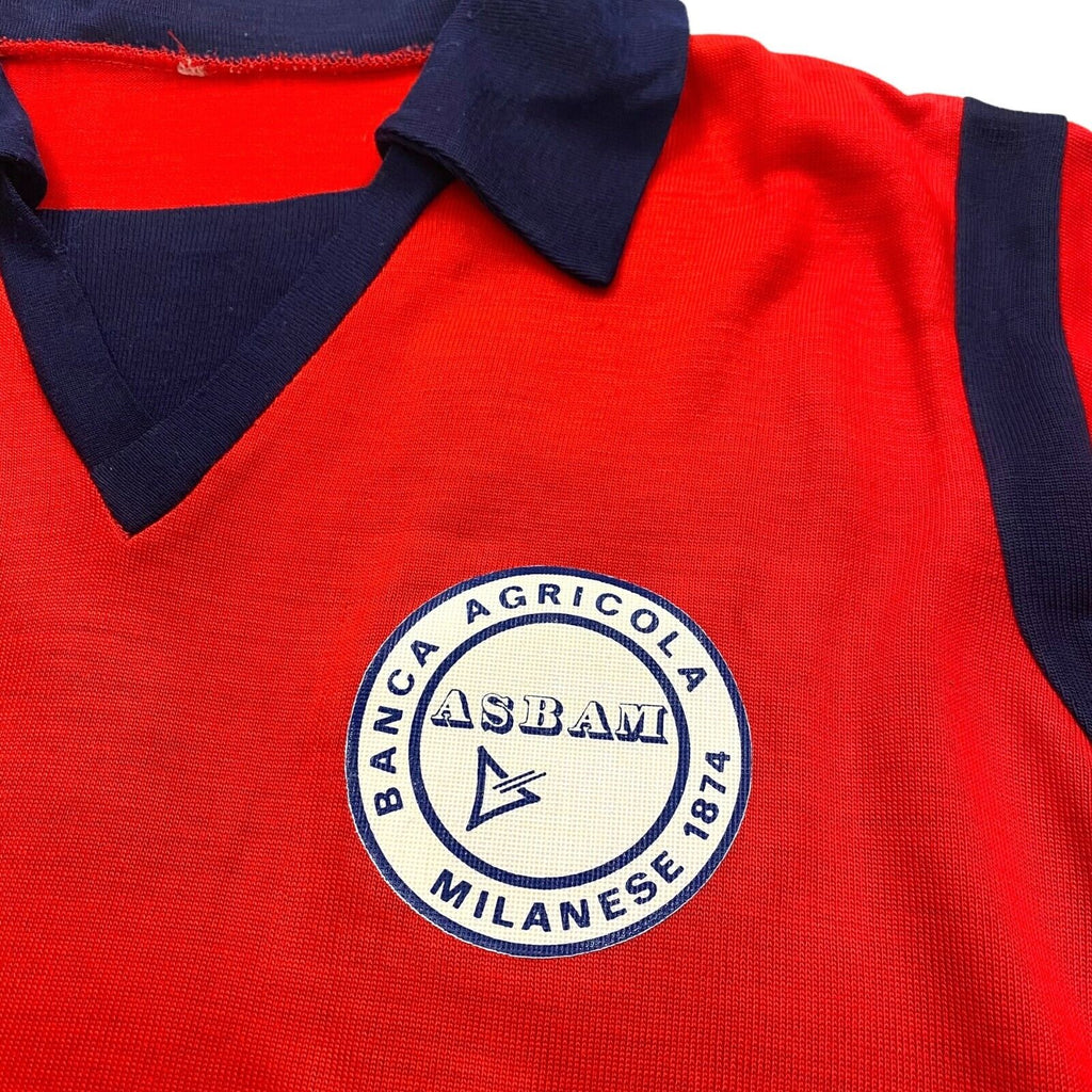 Banca Agricola Milanese ASBAM Bank Football Shirt | Vintage 70s Sportswear Red | Vintage Messina Hembry | Thrift | Second-Hand Messina Hembry | Used Clothing | Messina Hembry 