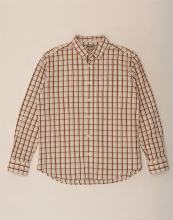Wrangler Mens Shirt Medium Beige Check Cotton
