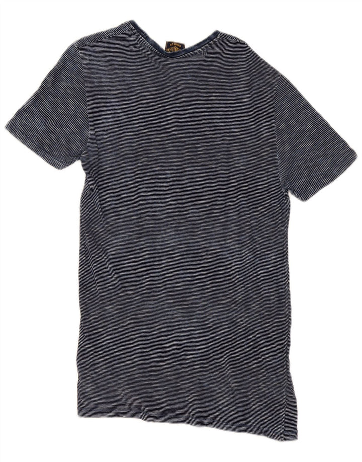 Superdry Mens T-Shirt Top Medium Navy Blue Pinstripe Cotton