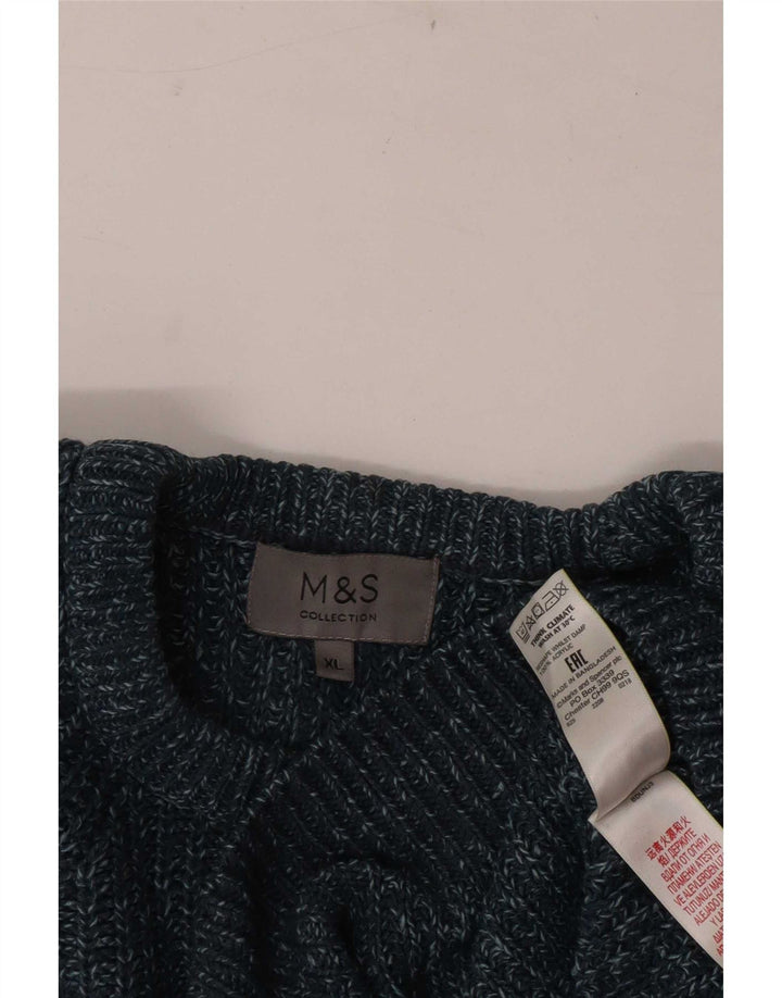 Marks & Spencer Mens Boat Neck Jumper Sweater XL Blue Acrylic