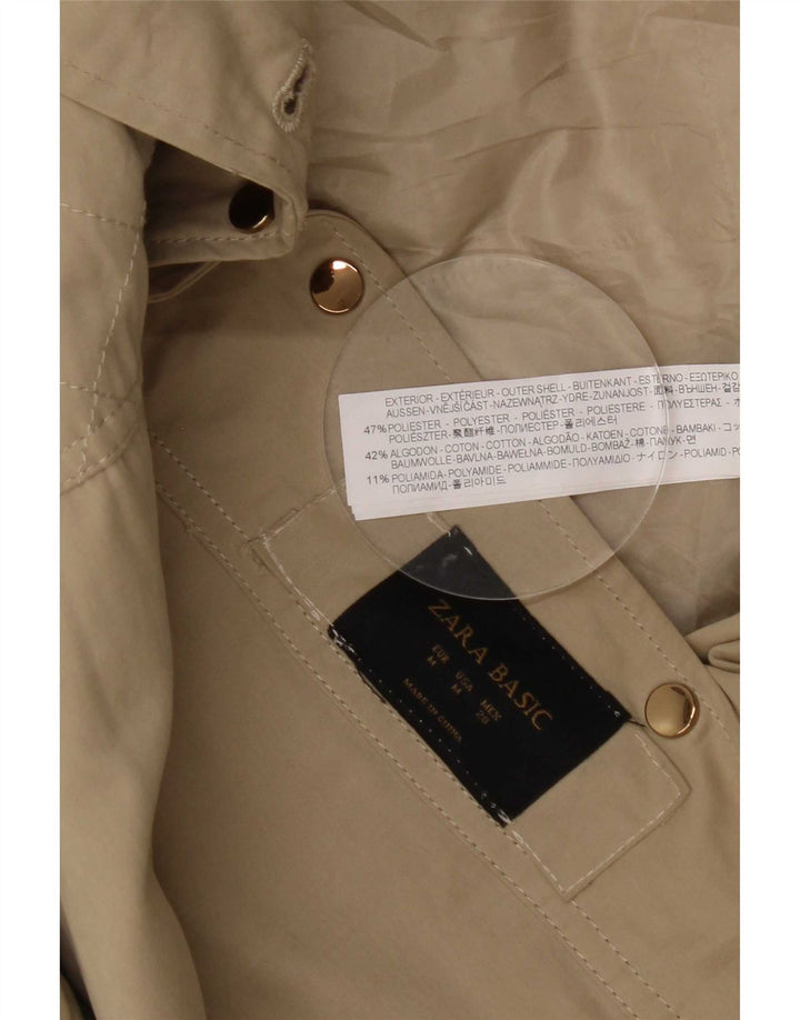 Zara Womens Hooded Raincoat UK 14 Medium Khaki Polyester