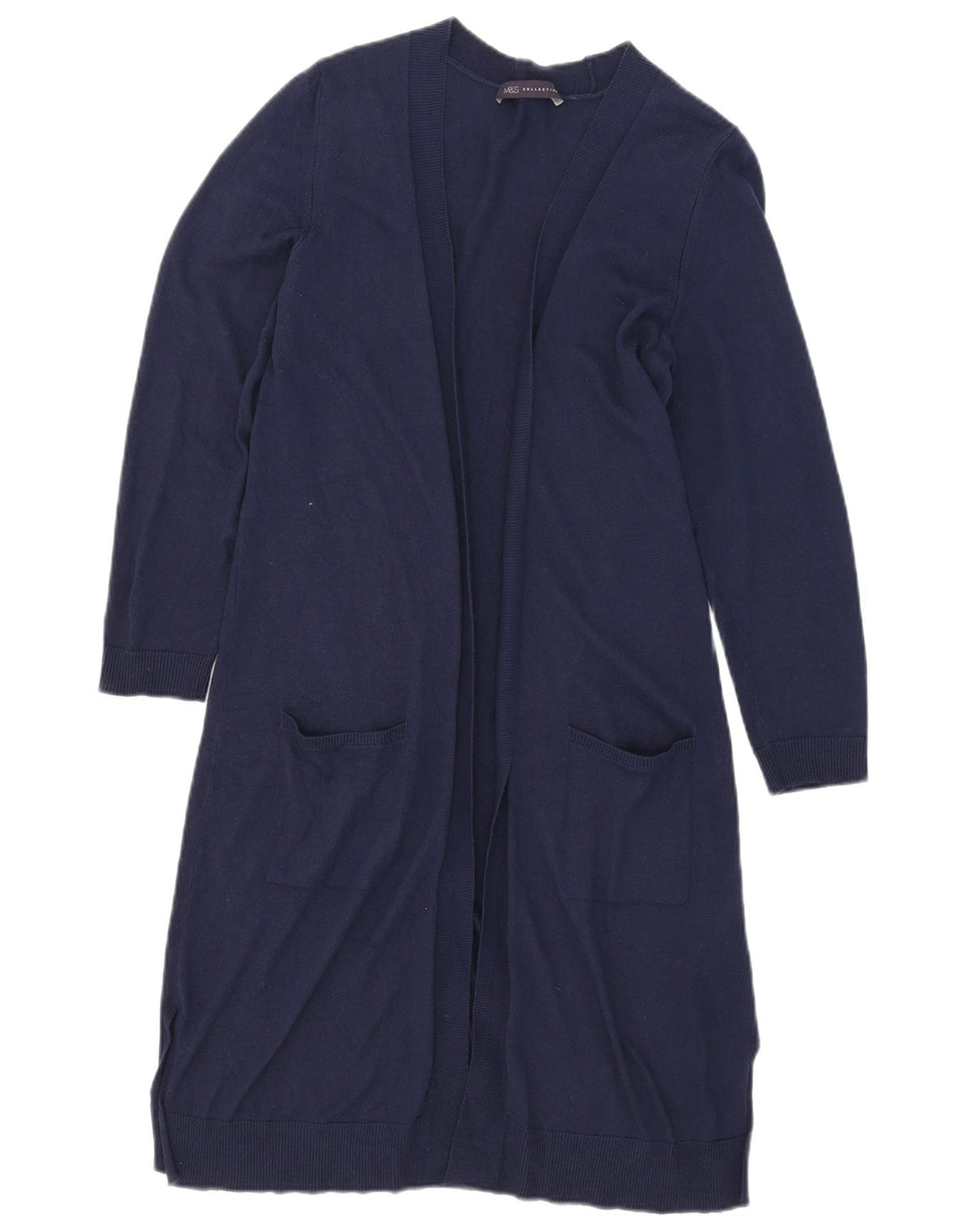 Marks & Spencer Womens Longline Cardigan Sweater UK 12 Medium Navy Blue