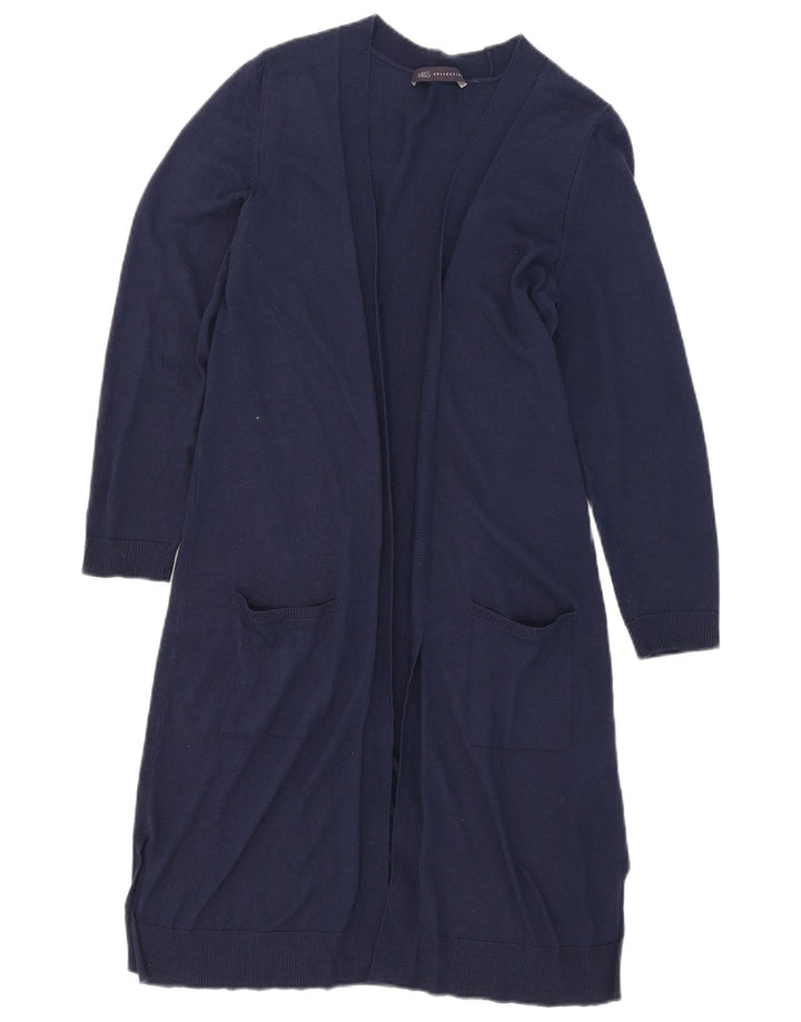 Marks & Spencer Womens Longline Cardigan Sweater UK 12 Medium Navy Blue