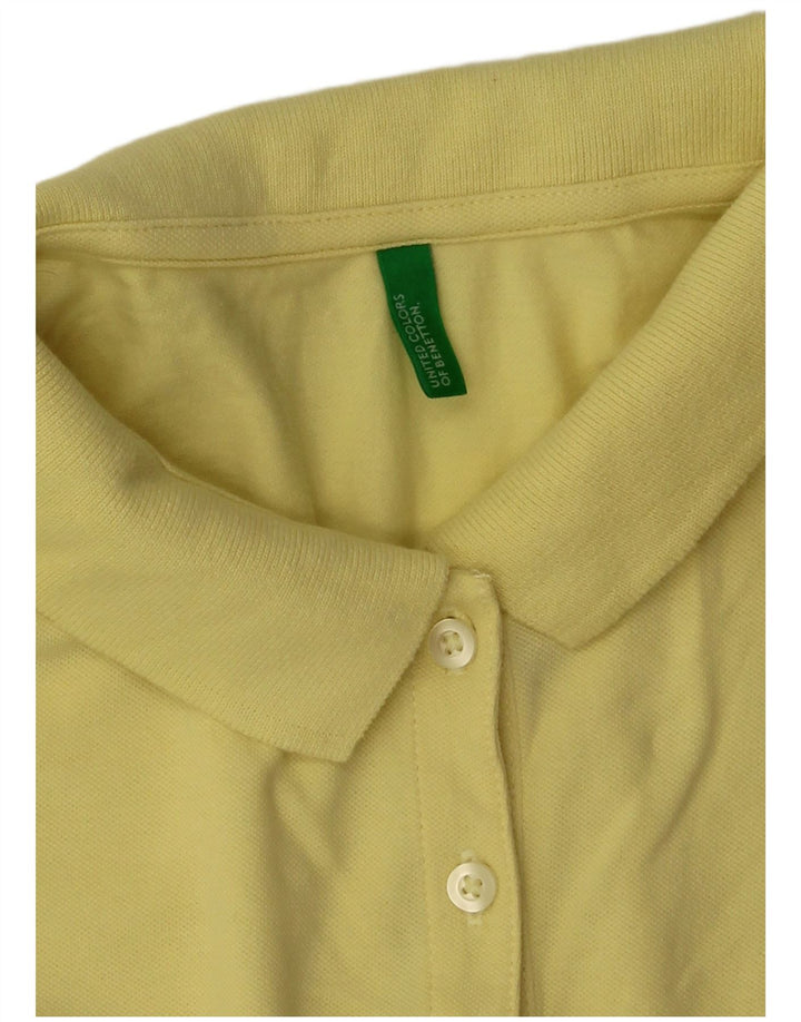 Benetton Womens Polo Shirt UK 12 Medium Yellow