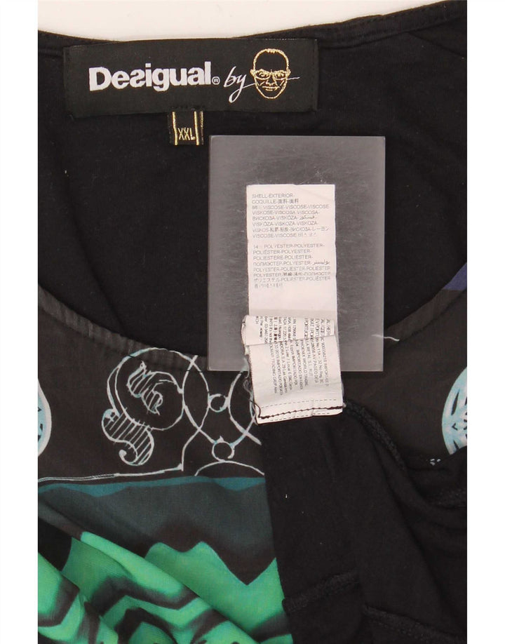 Desigual Womens Abstract Pattern Top Long Sleeve UK 20 2XL Black Modern