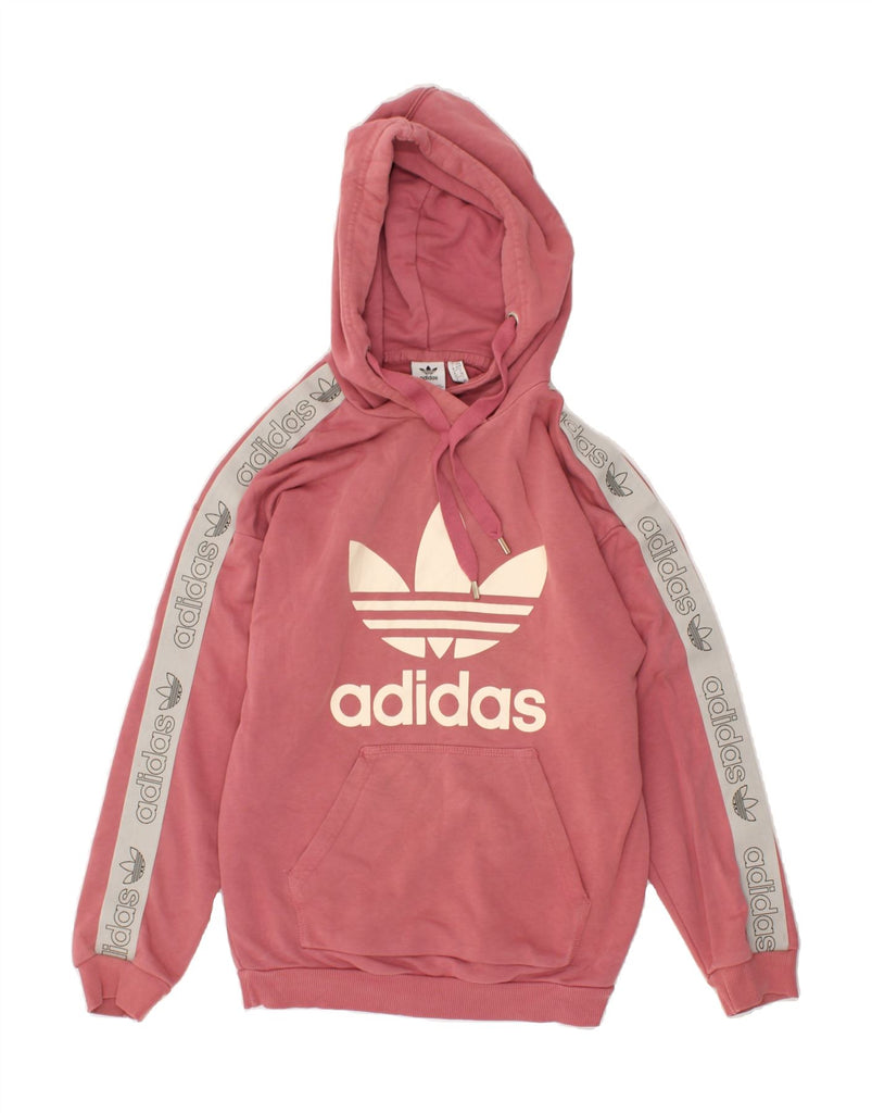 ADIDAS Womens Graphic Hoodie Jumper UK 6 XS Pink Cotton | Vintage Adidas | Thrift | Second-Hand Adidas | Used Clothing | Messina Hembry 