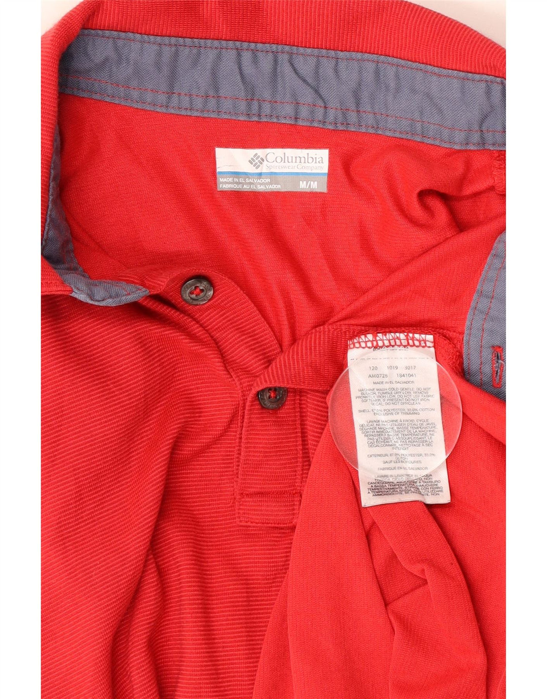 Columbia Mens Omni-Wick Polo Shirt Medium Red Pinstripe Polyester