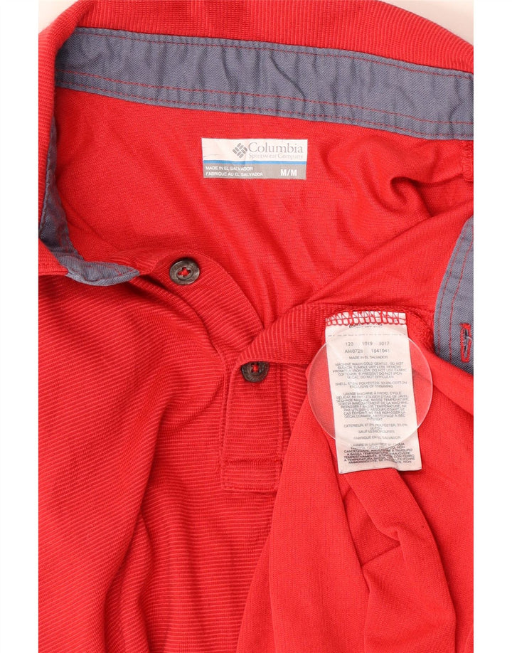 Columbia Mens Omni-Wick Polo Shirt Medium Red Pinstripe Polyester