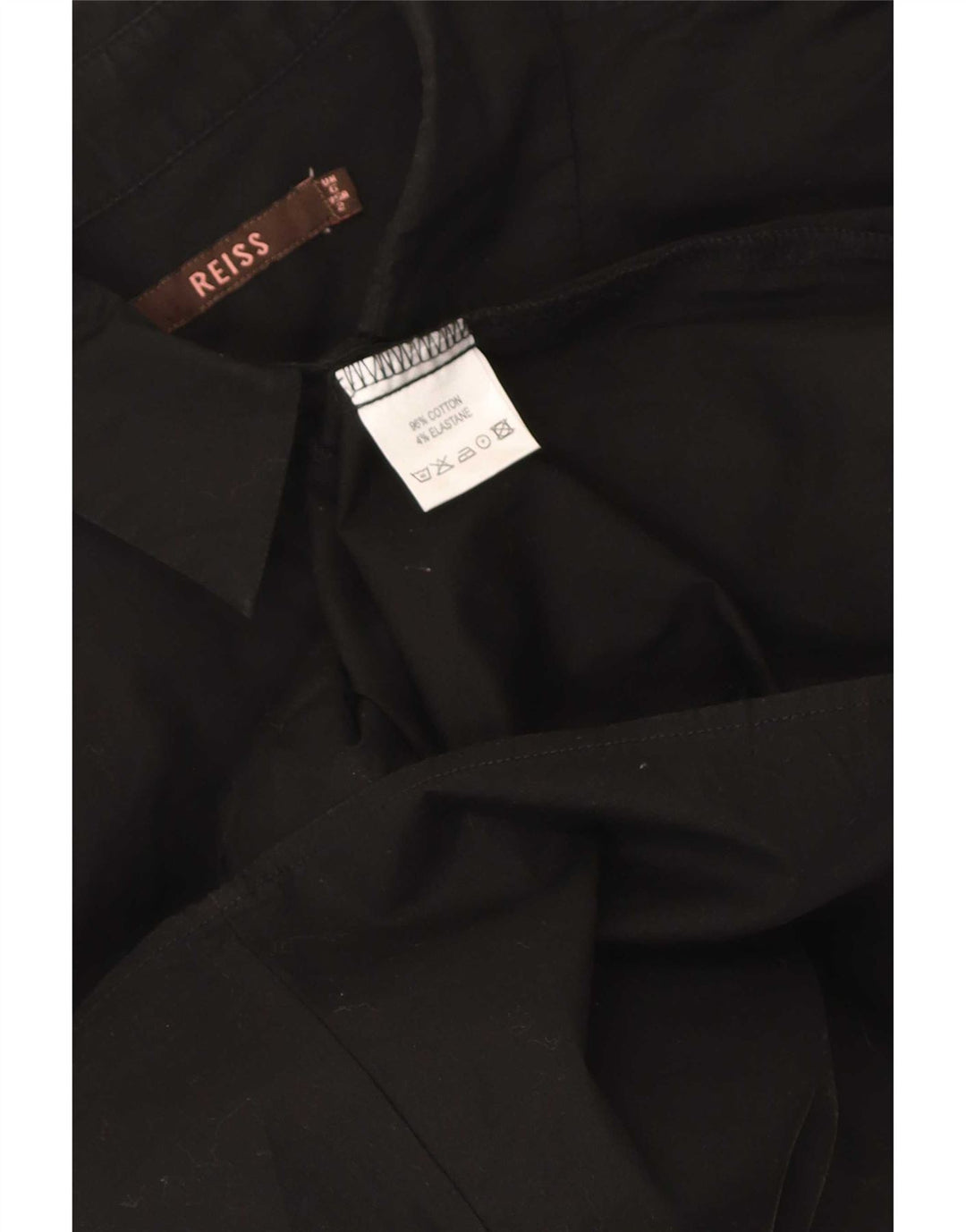 Reiss Womens Ruffle Front Shirt UK 6 XS  Black Cotton
