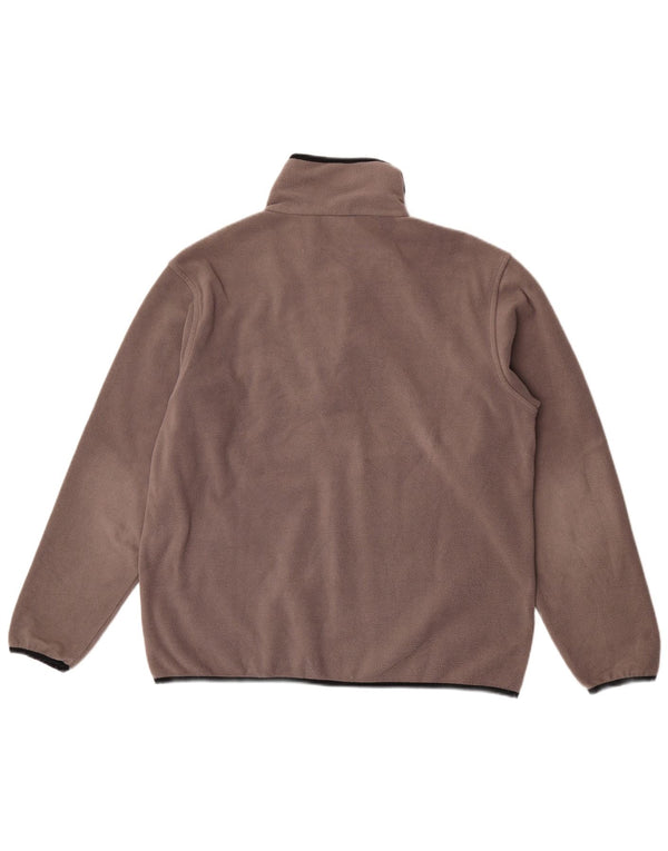 Asics Mens Zip Neck Fleece Jumper Large Brown Polyester