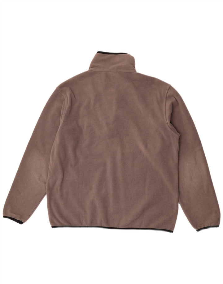 Asics Mens Zip Neck Fleece Jumper Large Brown Polyester