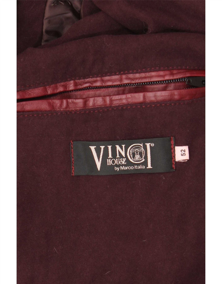 Vinci Womens Leather Coat IT 52 2XL Burgundy