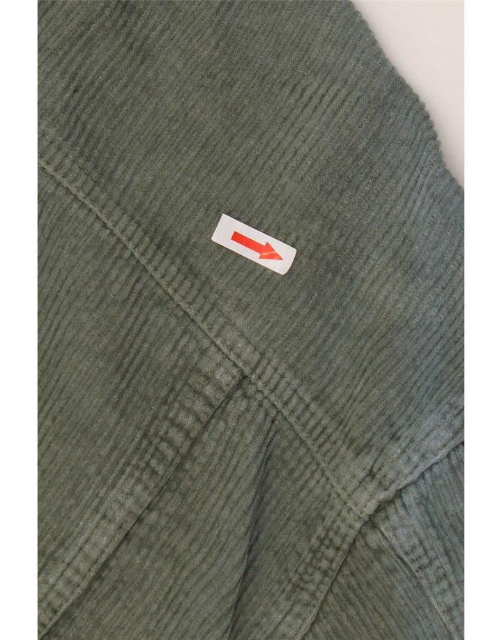 Zara Womens Oversized Corduroy Jacket UK 10 Small Khaki Cotton