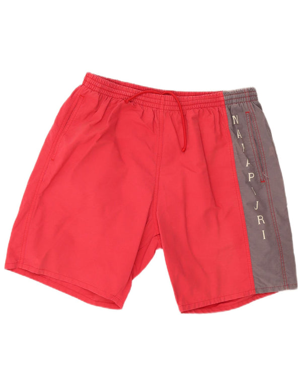NAPAPIJRI Mens Graphic Sport Shorts 2XL Red Colourblock Cotton