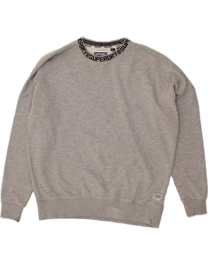 SUPERDRY Womens Oversized Graphic Sweatshirt Jumper UK 12 Medium Grey Vintage Superdry and Second-Hand Superdry from Messina Hembry 