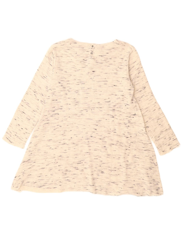 Zara Girls Long Sleeve Tunic Dress 13-14 Years Beige Flecked Cotton
