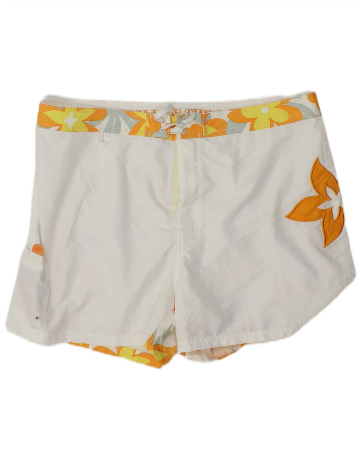 Sundek Mens Graphic Swimwear XL  White Floral Polyester
