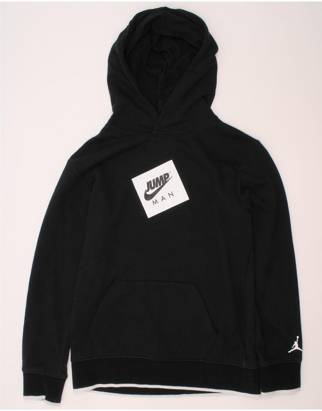 JORDAN Boys Graphic Hoodie Jumper 12-13 Years Large Black Cotton