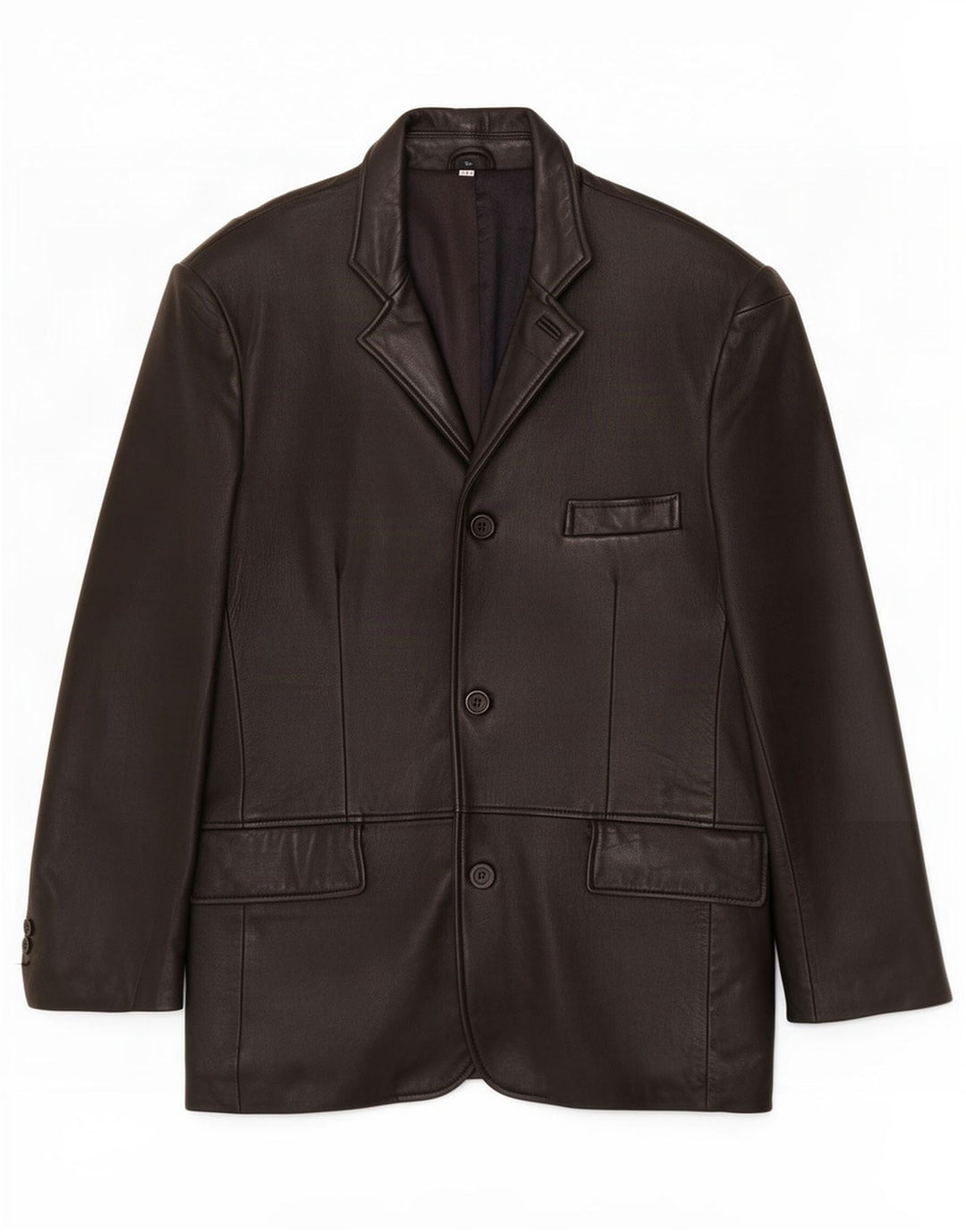 Kartel Mens 3 Button Leather Blazer Jacket UK 40 Large Black