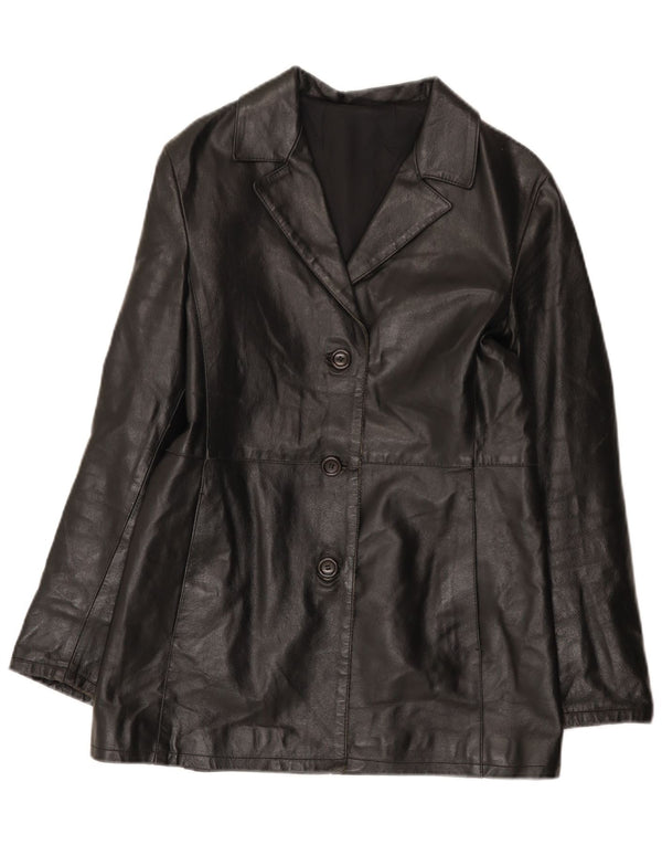 Vintage Womens Leather Jacket IT 42 Medium Black Leather
