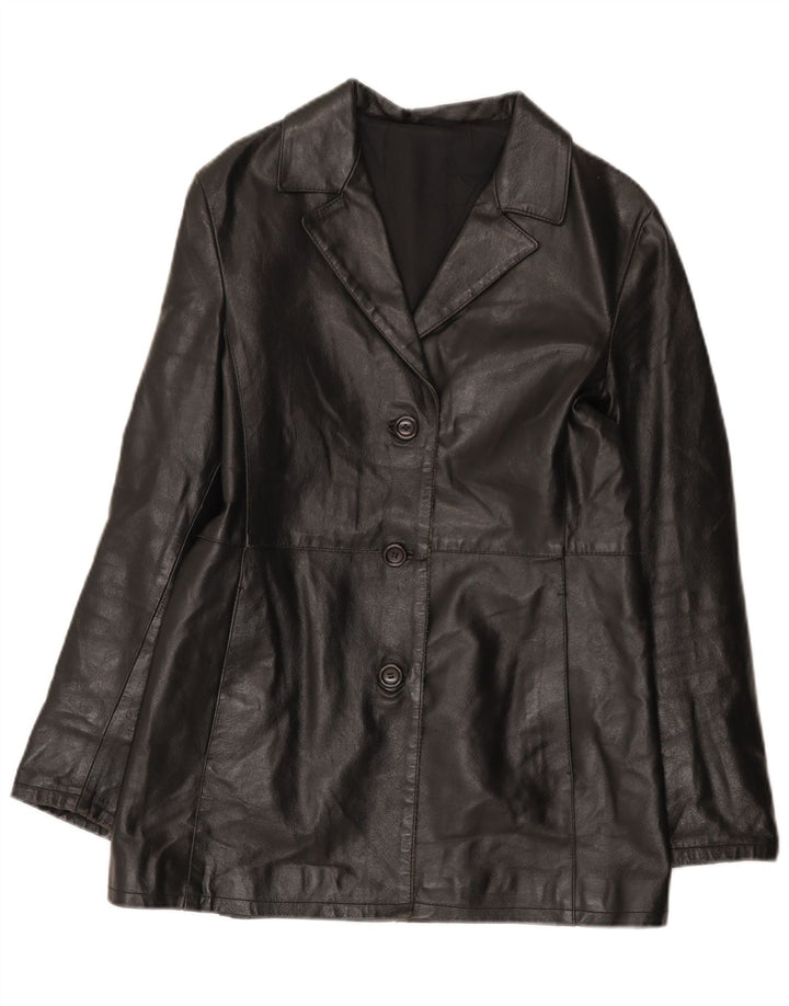Vintage Womens Leather Jacket IT 42 Medium Black Leather