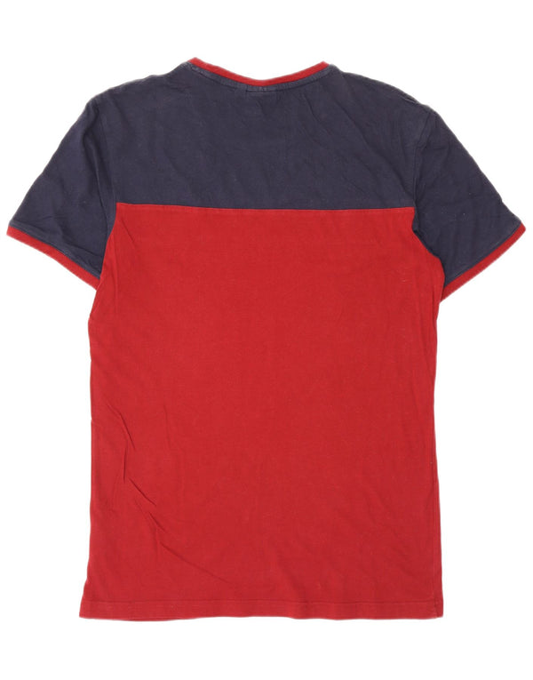 Fila Mens T-Shirt Top Small Red Colourblock Cotton