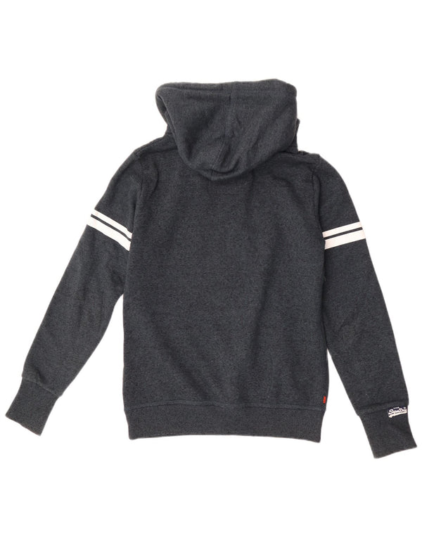 Superdry Mens Graphic Hoodie Jumper Small Navy Blue Flecked Cotton