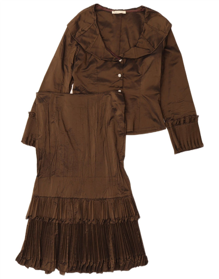 Vintage Womens 4 Button 2 Piece Skirt Set IT 44 Medium W30 Brown Acetate
