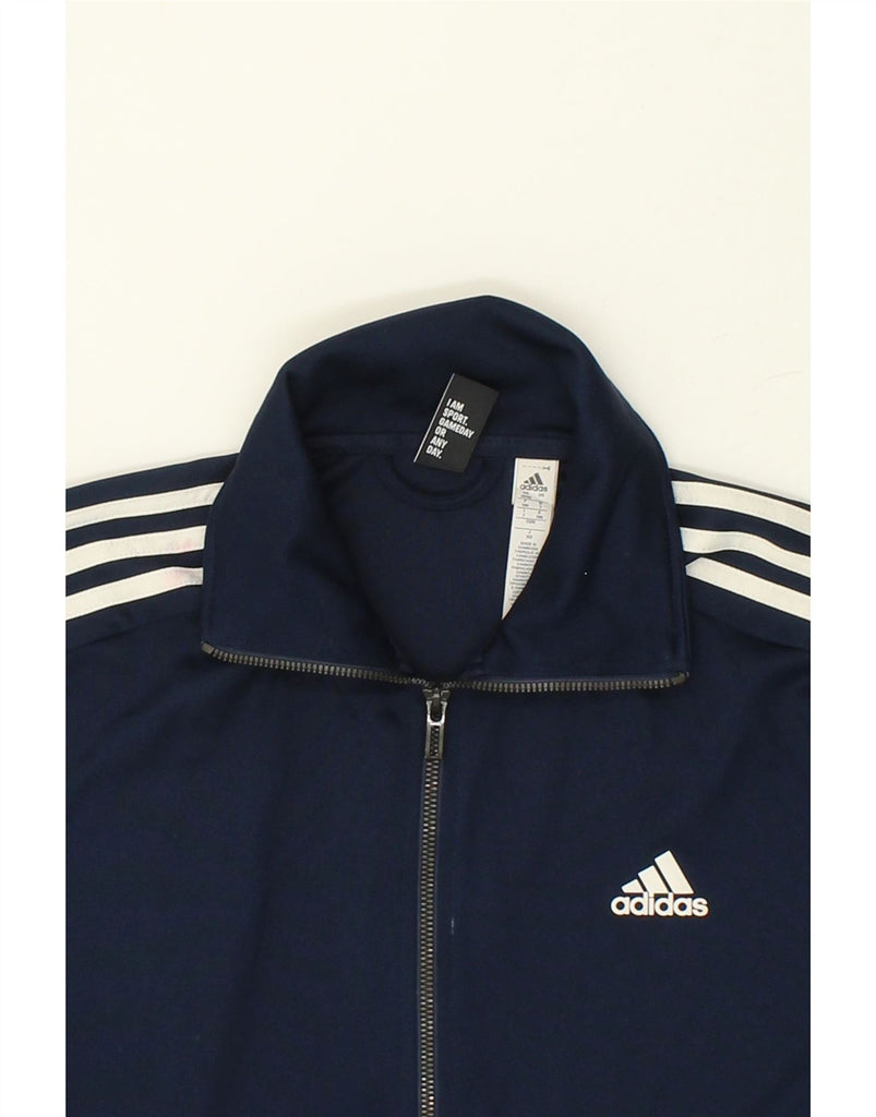 ADIDAS Mens Tracksuit Top Jacket UK 42/44 Large Navy Blue Polyester | Vintage Adidas | Thrift | Second-Hand Adidas | Used Clothing | Messina Hembry 