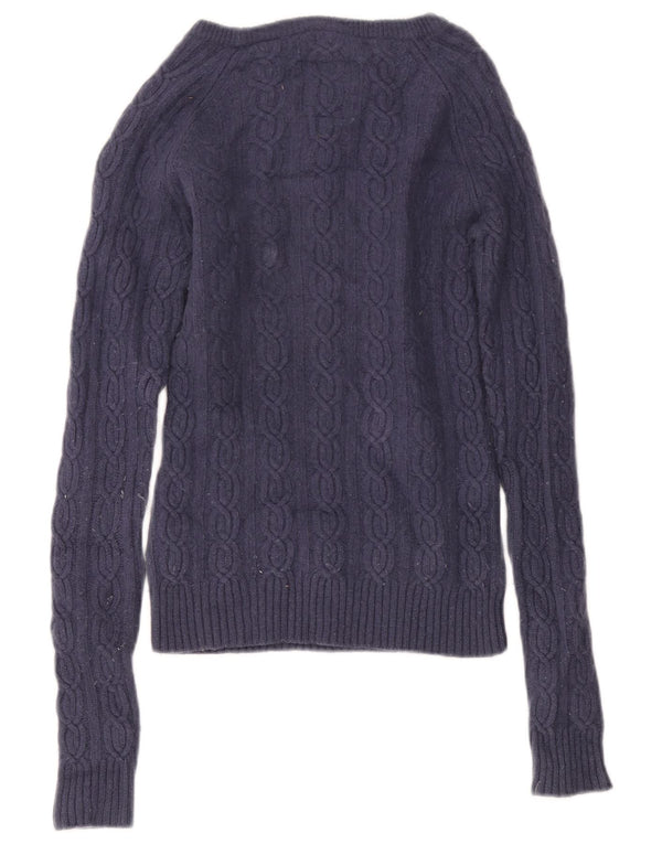 Jack Wills Womens Boat Neck Jumper Sweater UK 10 Small Navy Blue Wool