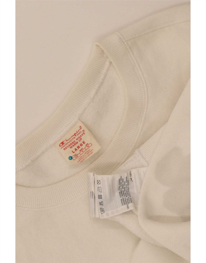 Champion Womens Sweatshirt Jumper UK 16 Large White Cotton