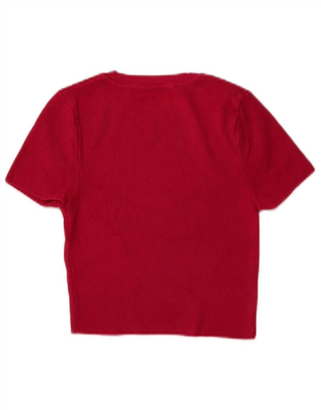 ZARA Womens Crop Short Sleeve Crew Neck Jumper Sweater UK 8 Small Pink