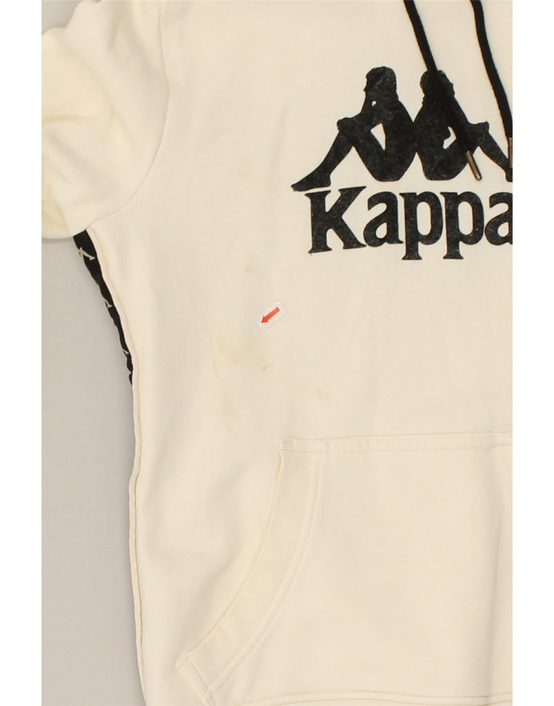 KAPPA Womens Graphic Hoodie Jumper UK 10 Small Off White Cotton | Vintage Kappa | Thrift | Second-Hand Kappa | Used Clothing | Messina Hembry 