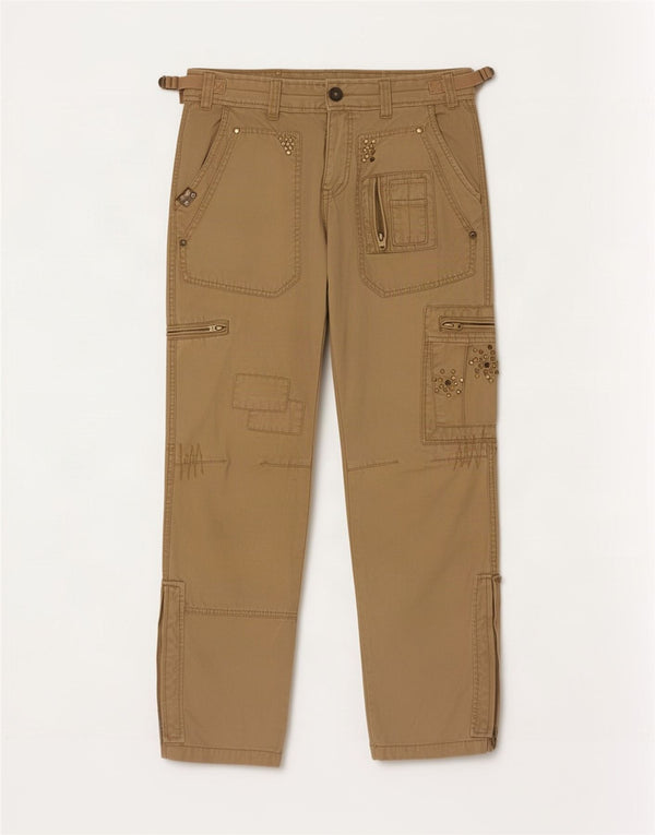 Lee Cooper Mens Straight Cargo Trousers W28 L32 Beige Cotton