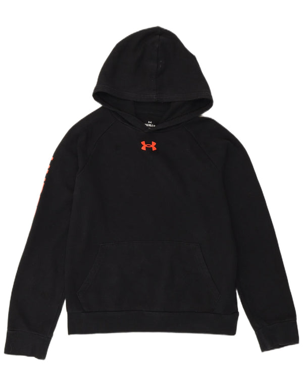 Under Armour Boys Graphic Hoodie Jumper 11-12 Years Large Black Cotton