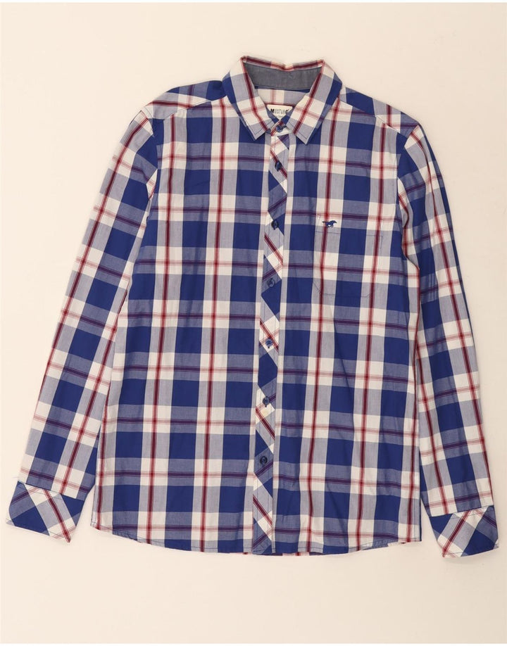 Mustang Mens Slim Fit Shirt Small Blue Check Cotton
