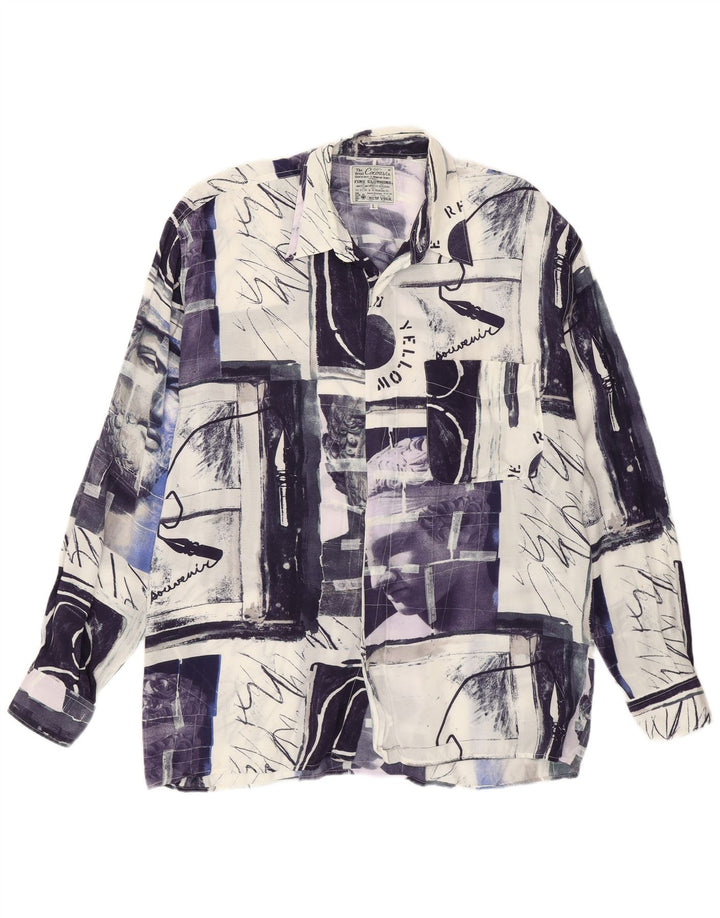 Cocoa Mens Abstract Pattern Shirt Large Blue