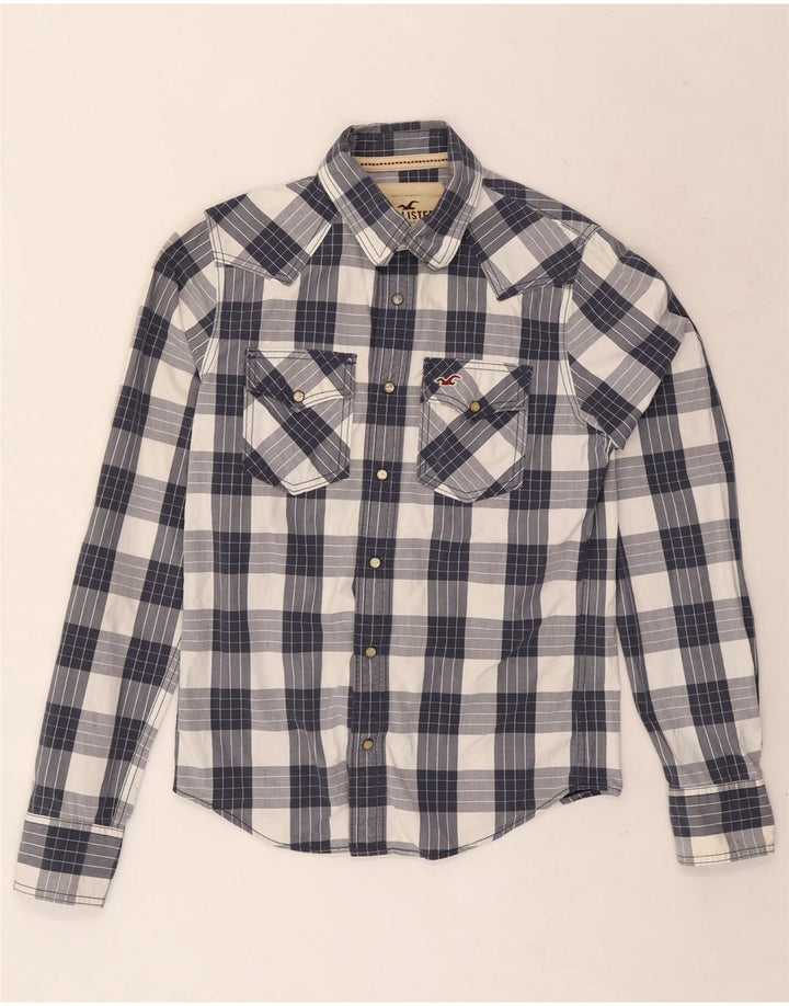 Hollister Mens Shirt Small Navy Blue Check Cotton