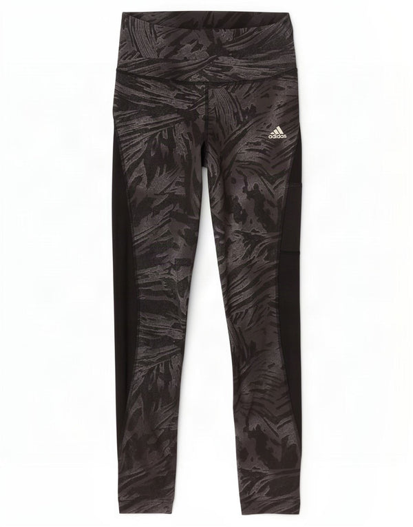 Adidas Womens Aeroready Leggings UK 8/10 Small Black Animal Print