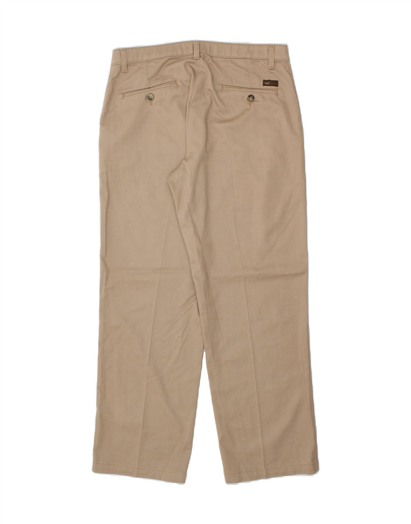 LEE Mens Custom Fit Straight Chino Trousers W33 L30 Beige Cotton | Vintage Lee | Thrift | Second-Hand Lee | Used Clothing | Messina Hembry 