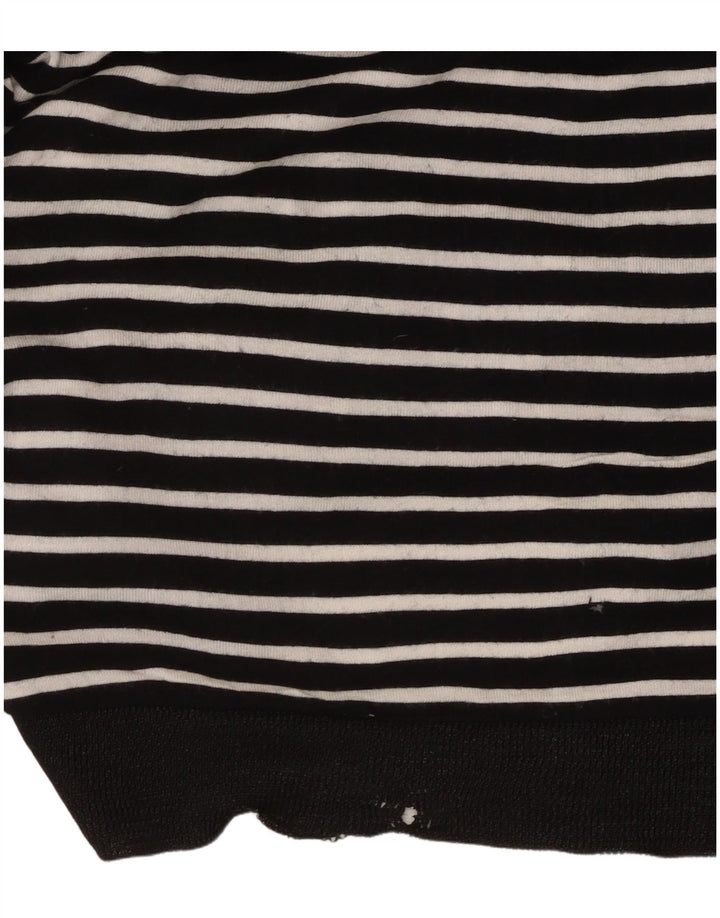 Zara Womens Top Long Sleeve UK 14 Medium Black Striped