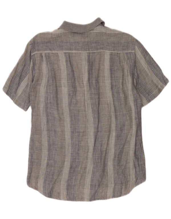 CLUB Mens Short Sleeve Shirt Medium Grey Striped