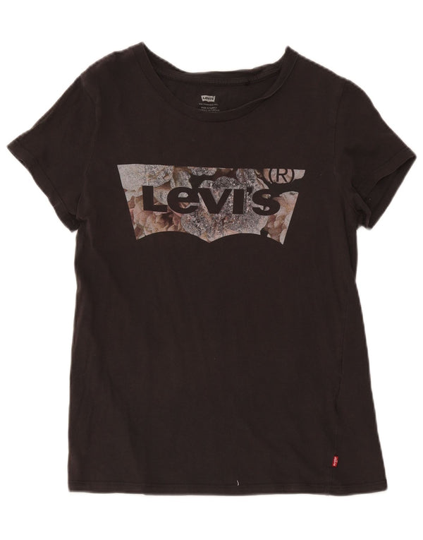 Levi's Womens Graphic T-Shirt Top UK 10 Small Black Cotton