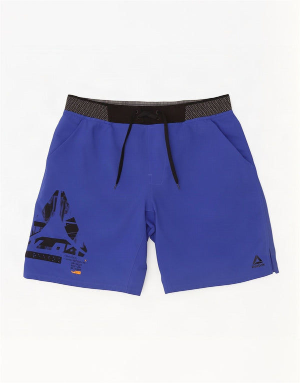 Reebok Mens Graphic Sport Shorts Medium Blue Colourblock Polyester