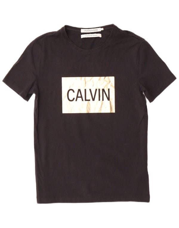 Calvin Klein Jeans Mens Graphic T-Shirt Top Small Black Cotton