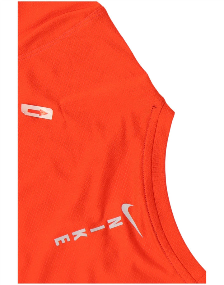 Nike Womens Dri Fit Graphic T-Shirt Top UK 14 Large Orange Polyester