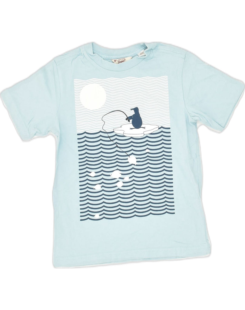 PENGUIN Boys Graphic T-Shirt Top 7-8 Years Small Blue Animal Print Cotton | Vintage Penguin | Thrift | Second-Hand Penguin | Used Clothing | Messina Hembry 